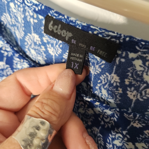 Bebop Blue and White Cold Shoulder Dress  Size 1X - Picture 3 of 6